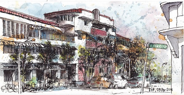 Tia Boon Sim - Coffee 81 (aquarelle, encre et café)