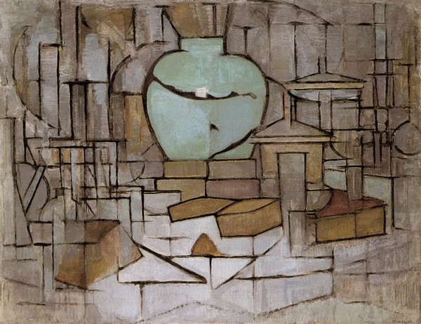 Nature morte avec pot de gingembre - toile de Piet Mondrian