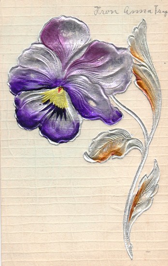 Iris - carte peinte à la main et postée en 1907